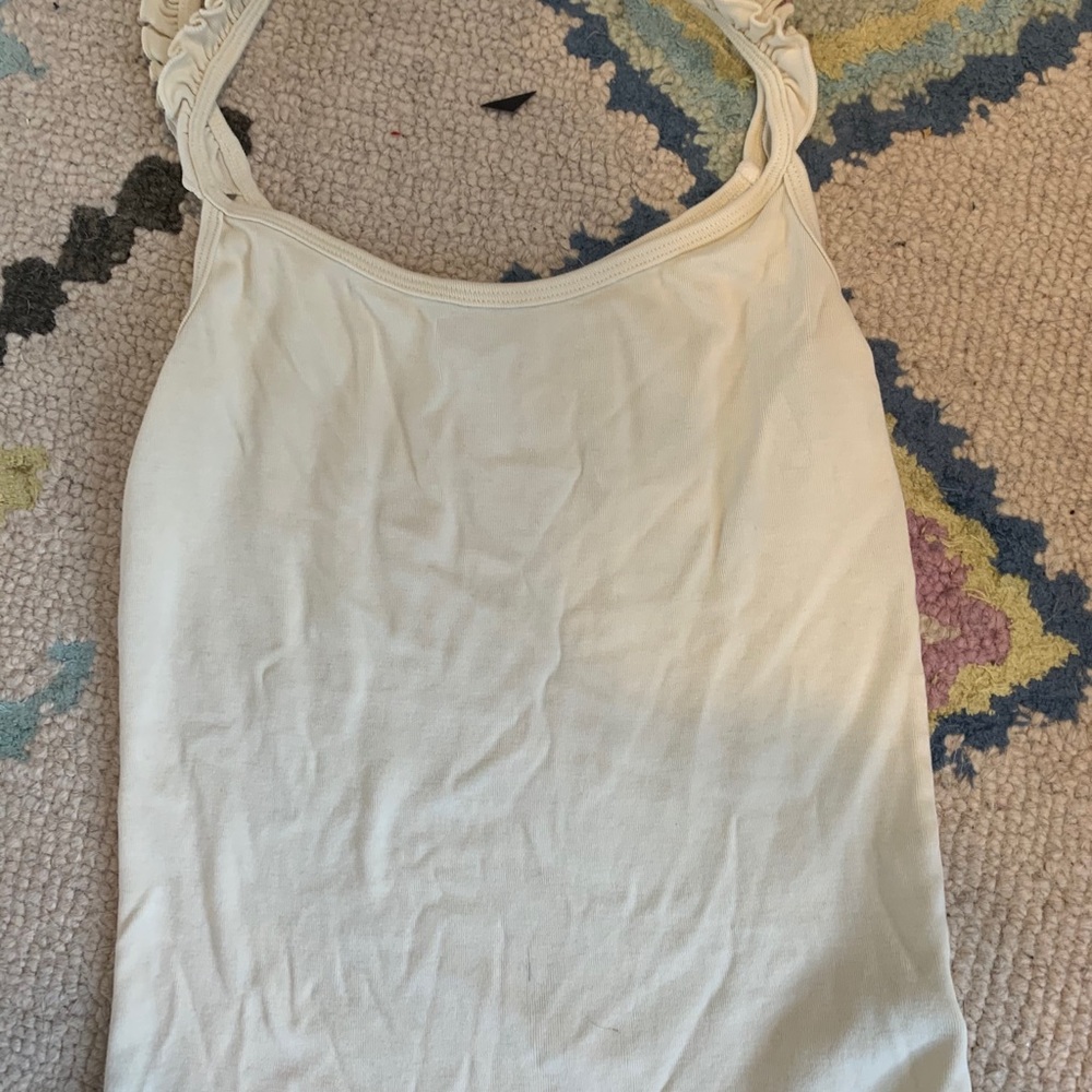 Juicy couture pale yellow tank with ruffled straps
